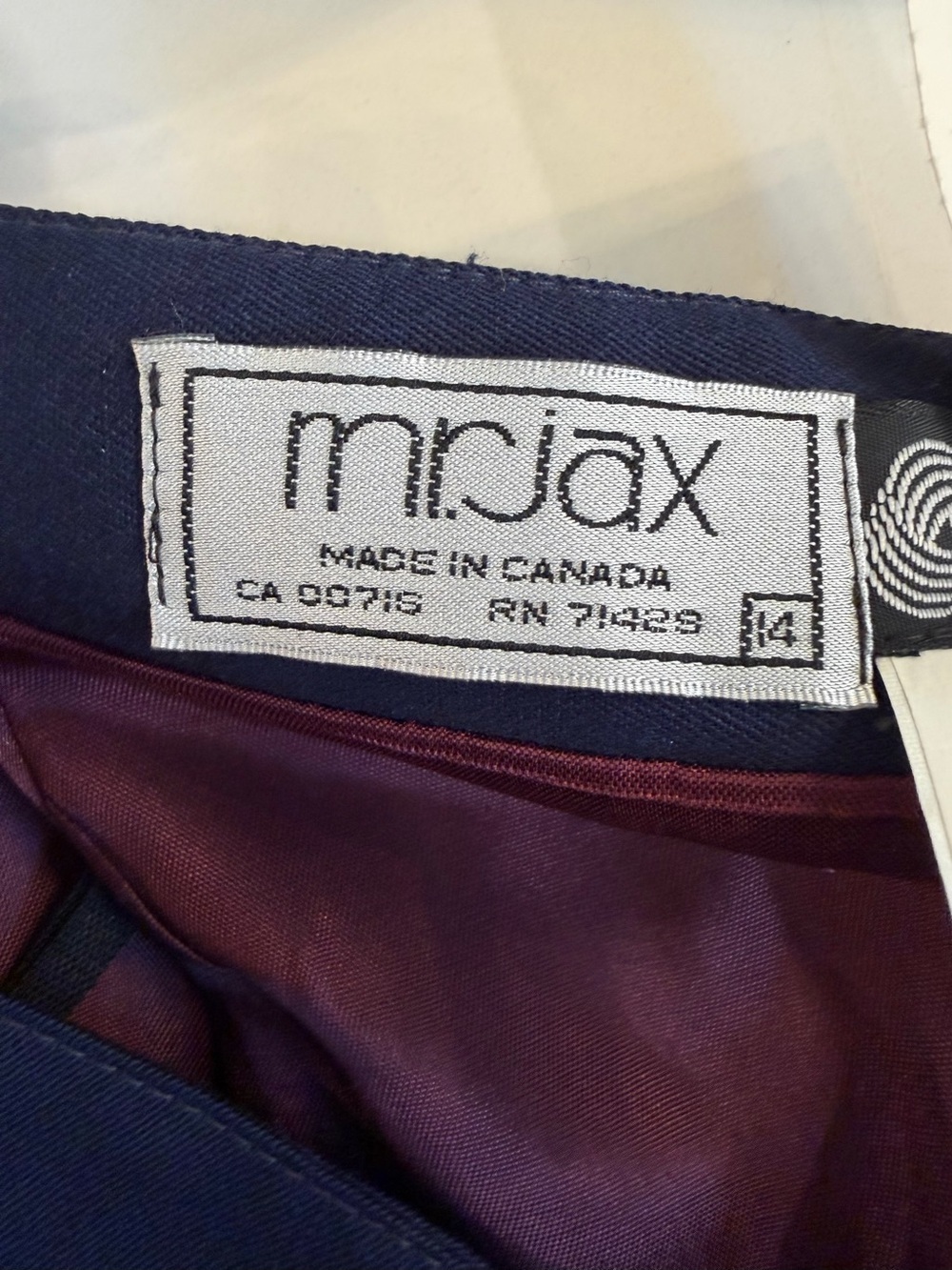Vintage Deadstock Mr. Jax Navy Virgin Wool Pencil Midi Skirt Gold Button 14 NWT - Picture 7 of 11